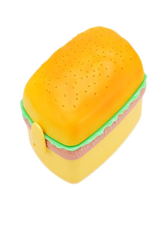 SQUICKLE Burger Shape Lunch Box || Food Container with Spoon || Plastic Snacks Lunch Box with 4 Layer 3 Compartments with 2 Spoons (Pack of 1) - Image 1